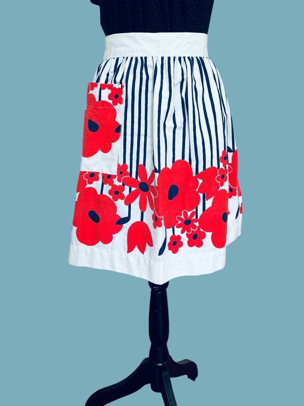 Vintage Mod Floral Canvas Half Apron